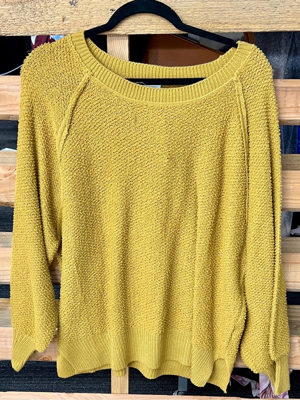 BiBi Mustard Textured Crewneck Sweater